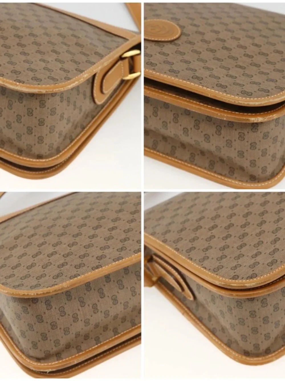 GUCCI Micro GG Supreme Shoulder Bag PVC Beige Gold 001 904 0915 Auth ka3456